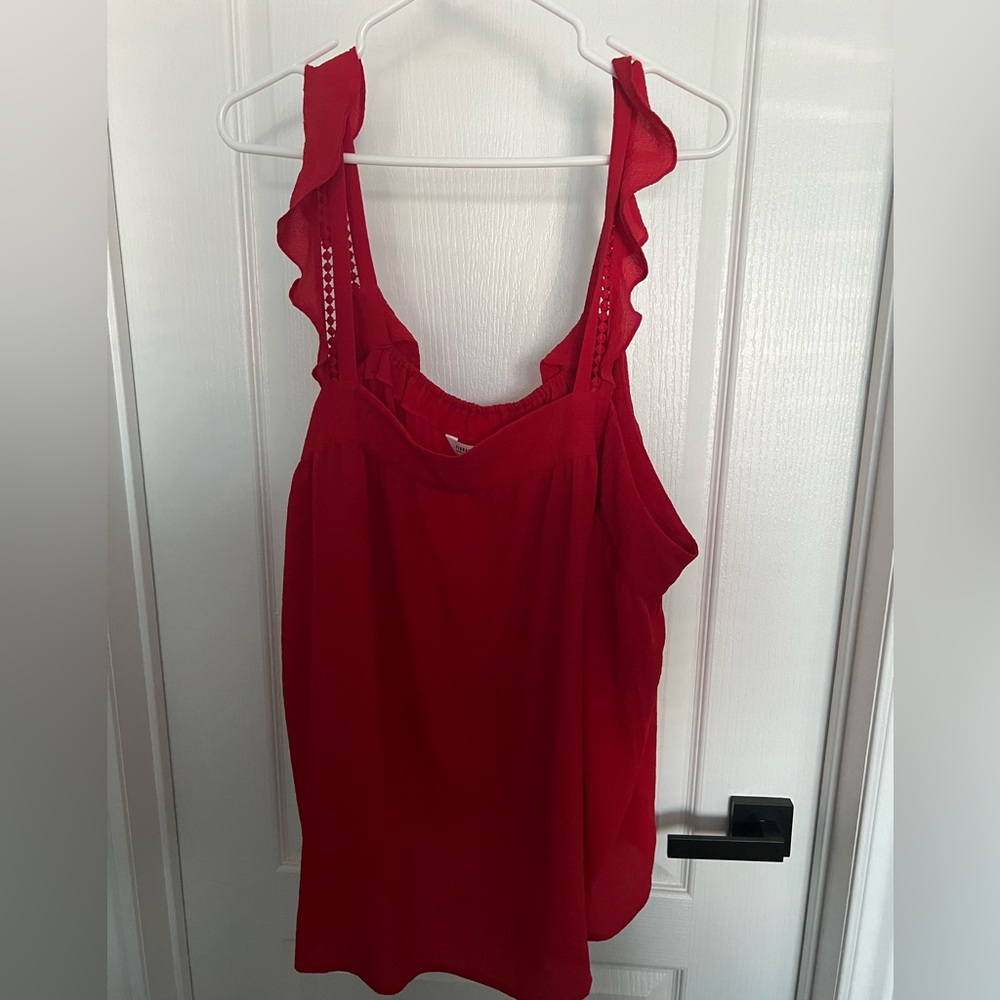 Signature Reitman’s Vibrant Red Ruffle Tank Top